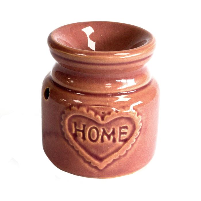 Home oliebrander roze van 7 x 7 x 7 cm, gemaakt van keramiek. Het compacte ontwerp is ideaal voor het verspreiden van geurige olie in kleine ruimtes.